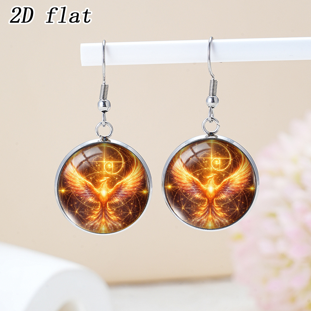 1 Pair Round Stainless Steel Earrings, Phoenix & Rune Design